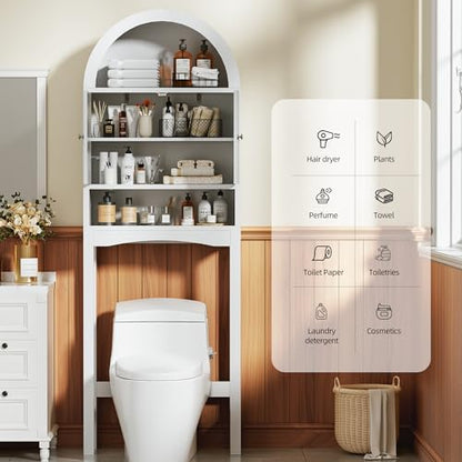 Spurgehom Arch Over The Toilet Storage Cabinet, Bathroom Organizer (White)