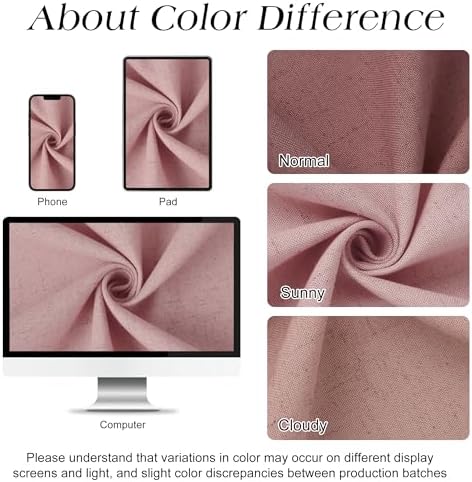 Naturoom Linen Shower Curtain 96 Inch Long for Bathroom Pink 1 Panel