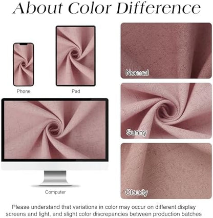 Naturoom Linen Shower Curtain 72 Inch Long for Bathroom Pink 1 Panel