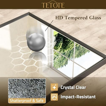 TETOTE Black Mirror for Bathroom Sink 24" x 36" Matte Black Beveled Metal Frame Bathroom Vanity Rectangle Mirror for Wall, Modern Farmhouse, Tempered Glass, Shatterproof, Stronger Frame