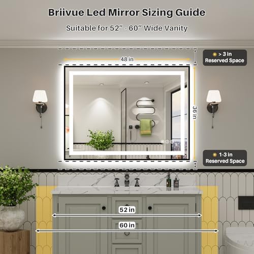48x36 Inch LED Bathroom Mirror with Black Frame, Backlit & Front Lit