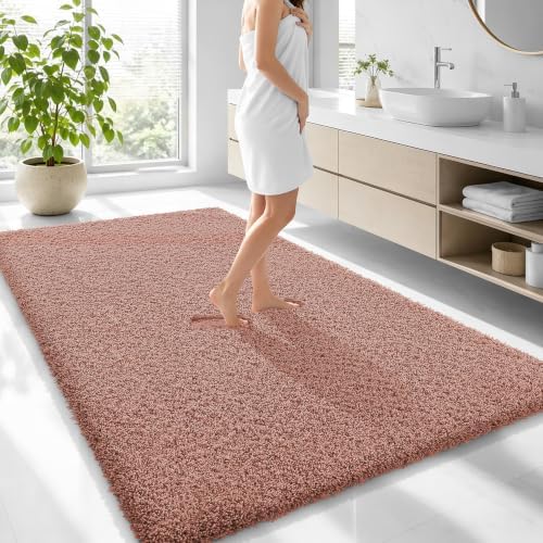 OLANLY Microfiber Large Bathroom Rugs 70x46, Soft Absorbent Bath Mat, Mocha