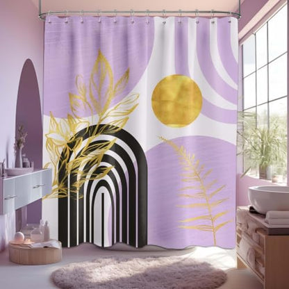 Light Purple Shower Curtain, 72x72 in, Mid Century Modern Girls