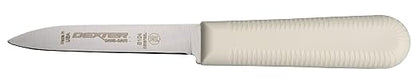 Dexter Russell S104SC-3RWC Sani-Safe 15423 Paring Knife Set, 3-1/4" Scalloped Edge DEXSTEEL High Carbon Stain-Free Steel Blade, Non-Slip Red, White and Blue Polypropylene Handles, 3 Pack, Made in USA