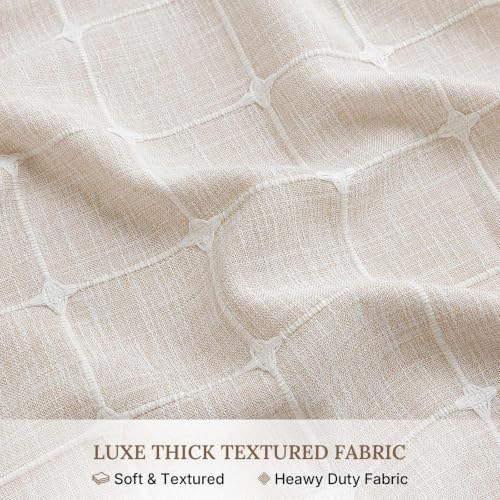 RiverDream Farmhouse No Hooks Shower Curtain with Snap-in Liner,Linen,71x86