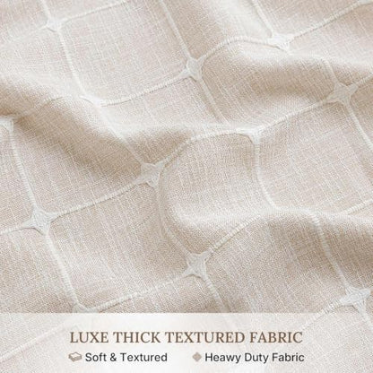 RiverDream Farmhouse No Hooks Shower Curtain with Snap-in Liner,Linen,71x74