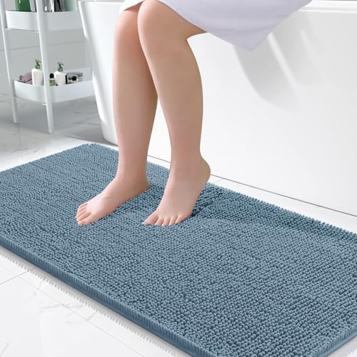 OLANLY Bathroom Runner Rugs 47x24, Extra Soft Absorbent Chenille Bath Rugs