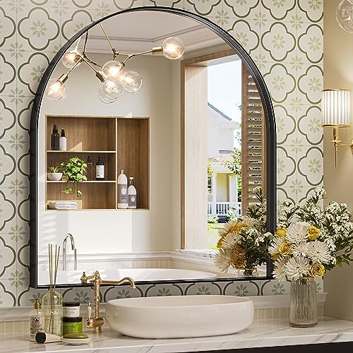 Brightify Arched Mirror, 31 x 33 Inch Black Arch Mirror