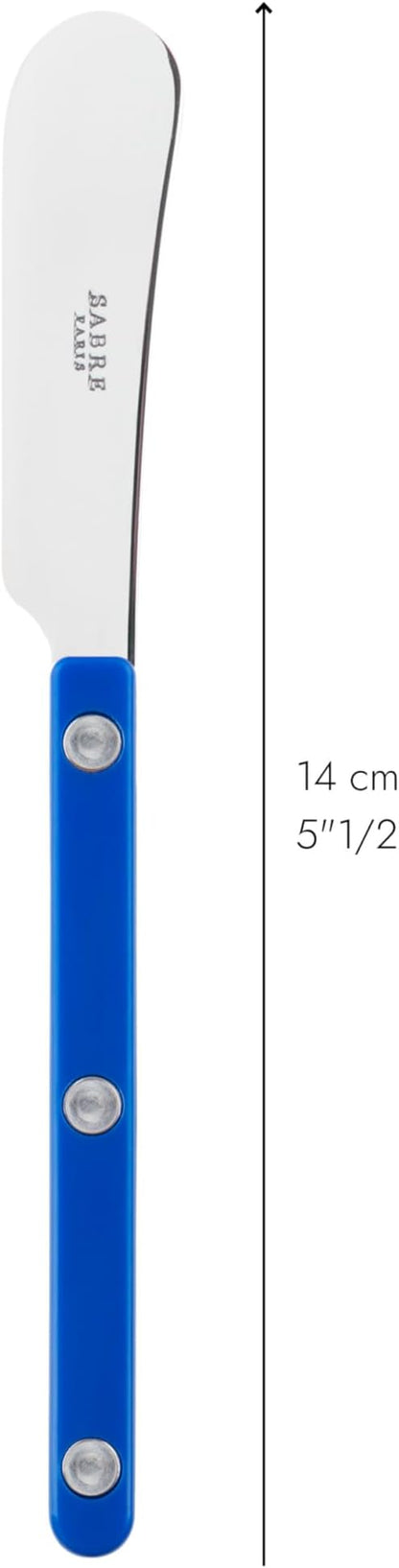 Sabre Paris - Set of 2 Spreader Knives 5.5 inches - Bistrot Collection - Perfect for Butter, Tapenades, Spreads - Stainless Steel & Nylon - Dishwasher Safe - Lapis Blue - Brilliant Finish