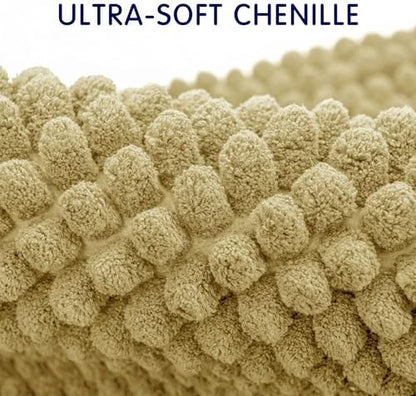 SUBRTEX Bathroom Rugs Chenille Bath Rug, Soft Short Plush Bath Mat, Water Absorbent Shower Mat, Quick Dry Machine Washable(Yellow, 24" x 55")