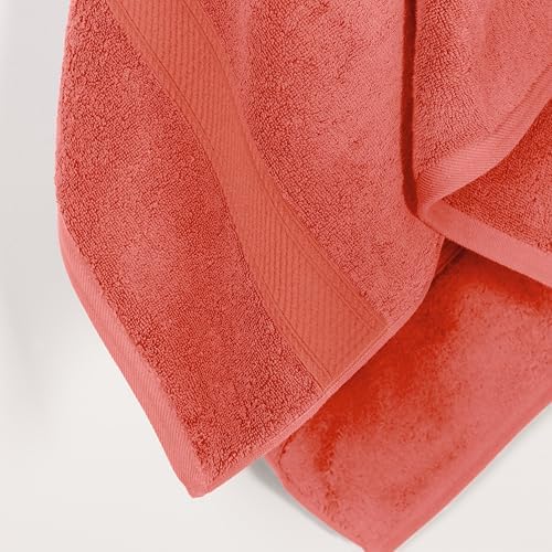 Superior Egyptian Cotton Plush & Absorbent, Bath Towel Set of 2, Coral