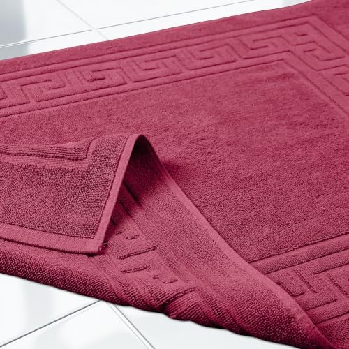 Superior Heavyweight Cotton Bath Mats, 2-Piece Rugs For Bathroom Accessories, Washable Rug For Shower, Toilet, Modern Decor, No Backing, Luxury Hotel And Spa Quality, Set of 2, 22" x 35", Burgundy