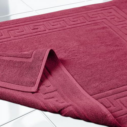 Superior Heavyweight Cotton Bath Mats, 2-Piece Rugs For Bathroom Accessories, Washable Rug For Shower, Toilet, Modern Decor, No Backing, Luxury Hotel And Spa Quality, Set of 2, 22" x 35", Burgundy