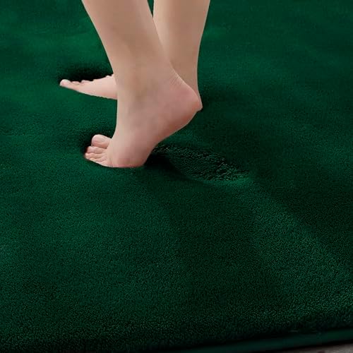 MINIDEAR Bathroom Rugs 32x20 Dark Green - Thick Memory Foam Bath Mat, Ultra Soft & Plush Non-Slip, Quick Dry, Absorbent Washable Floor Microfiber Mat for, Home Decor Accessories