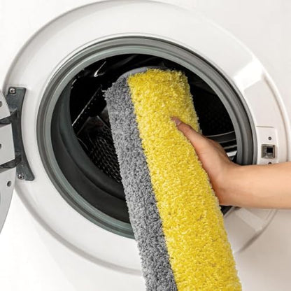 MIULEE Yellow Grey Runner Bathroom Rug 24x60 Inch, Long Soft Thick Microfiber Striped Bath Mat, Non Slip Fluffy Plush Machine Washable Quick Dry for Bathroom Decor, Floor Tub and Shower