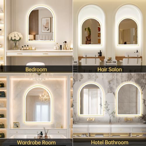 24"x32" Arched LED Lighted Bathroom Mirror with Lights
