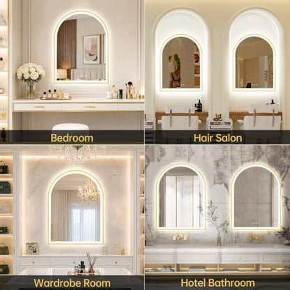 24"x32" Arched LED Lighted Bathroom Mirror with Lights