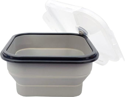 CARTINTS Large 1200ml Collapsible Bowls with Lids, Silicone Food Storage Containers, Space-Saving Meal Prep Containers For Kitchen and Outdoors Camping, Set of 3, Grey