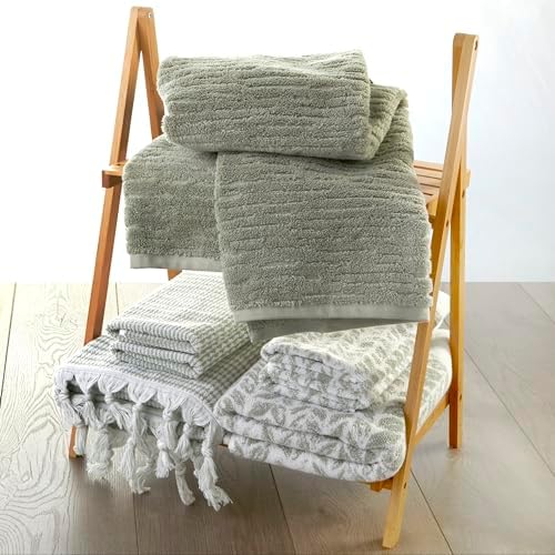 SKL Home CloudSoft Bath Towel, 100% Cotton Luxury, Sage