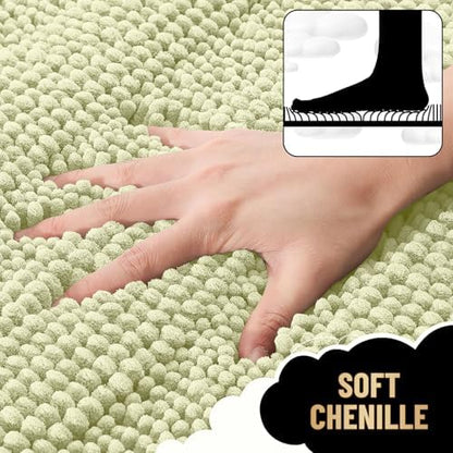 OLANLY Thick Small Bathroom Rugs 24x16, Soft Chenille Bath Rugs, Vanilla
