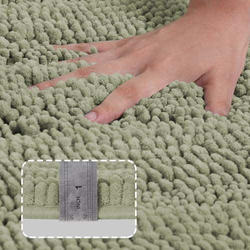 Turquoize Bathroom Runner Rug 20"x59", Soft Absorbent Chenille Bath Rug