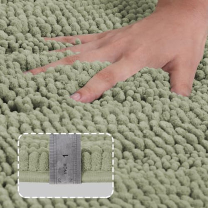 Turquoize Bathroom Runner Rug 20"x59", Soft Absorbent Chenille Bath Rug