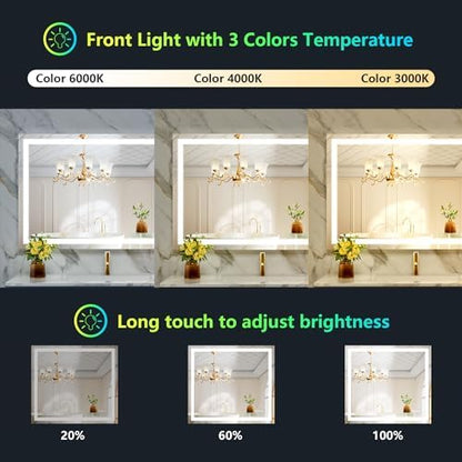 40x36 LED Bathroom Mirror with Lights, RGB Backlit Lighted Mirror