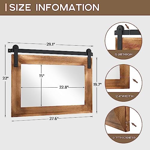COGOOD Farmhouse Bathroom Mirrors for Over Sink - 22 x 30 Brown