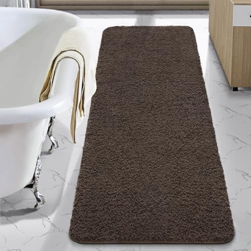 LOCHAS Bathroom Rug Runner 24x70 Inch, Bath Rugs Non Slip, Brown