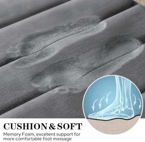 BYSURE Dark Grey Memory Foam Bathroom Rug Set 3 Piece