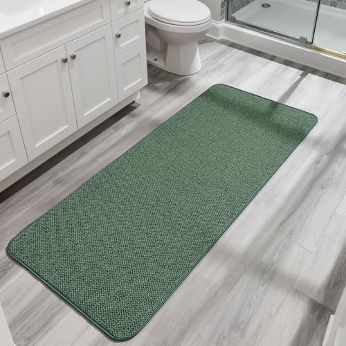 Bosap Bath Mat,Ultra Thin Bathroom Runner Rugs,Large Bath Mats for Bathroom,Quick Dry,Non-Slip,Machine Washable,Low Pile,Bath Rug,Shower Outside,Sink,Home Decor Accessories.Green,3'x6'(36x72inch)
