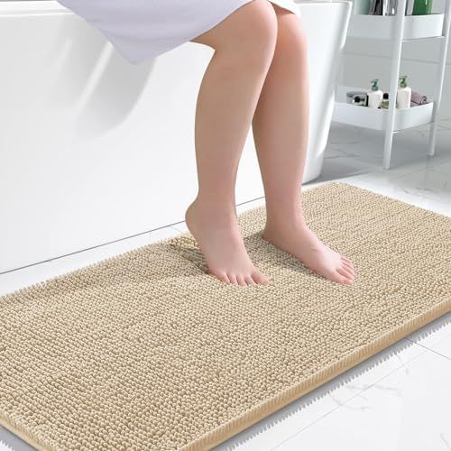 OLANLY Bathroom Runner Rugs 47x24, Extra Soft Absorbent Chenille Bath Rugs