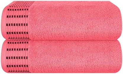 BELIZZI HOME Cotton 2 Pack Oversized Bath Towel Set 28x55 inches, Large Bath Towels, Ultra Absorbant Compact Quickdry & Lightweight Towel, Ideal for Gym Travel Camp Pool - Coral Orange