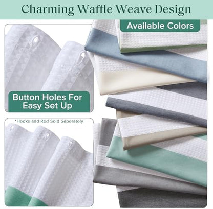 Madison Park Spa Waffle Shower Curtain for Bathroom, 72 x 72, Aqua