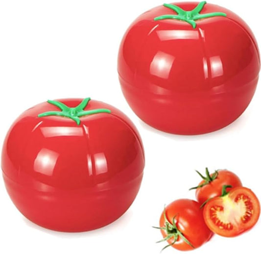 OUKEYI 2 Pieces Fruit and Vegetable Reusable Refrigerator Box Storage Bowls for，Green pepper/onion/Tomato/Lemon/garlic Shaped Containers with Lids ，Refrigerator Vegetable Crisper (tomatoes)