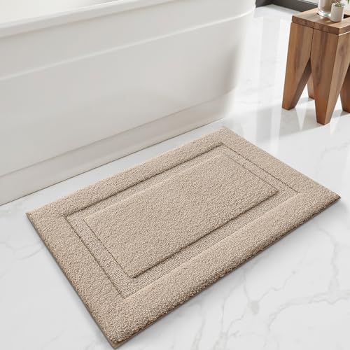 LUMI Ultra Soft Bathroom Rugs Absorbent, Non Slip Bath Mat 16X24, Beige