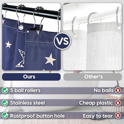 Amaredom Star Shower Curtain, Celestial Shower Curtain for Bathroom, Waterproof Fabric Shower Curtain Set, Bathroom Decoration with 12 Hooks 72x72 Inches