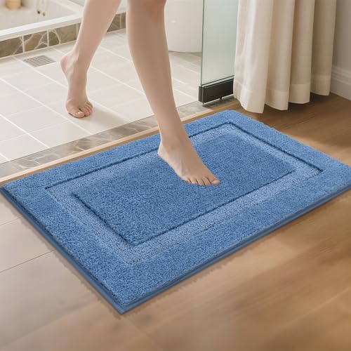 SHACOS Soft Microfiber Bathroom Rugs Set of 2 Pieces, Blue