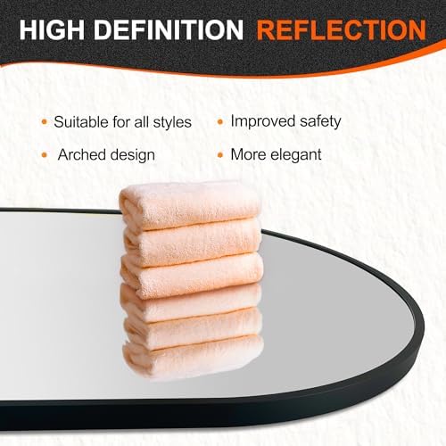 Delma 48x24 Black Oval Bathroom Mirror for Over Sink, Aluminum Frame