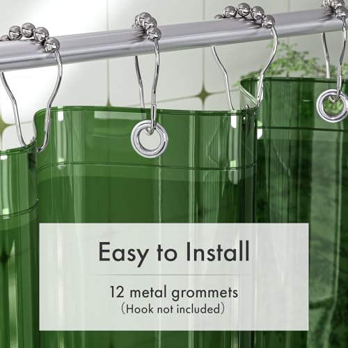 Amazer Shower Curtain Liner 72x72, Plastic Shower Liner PEVA Medium Weight Inside Shower Curtains for Bathroom with Rustproof Grommets, Dark Green
