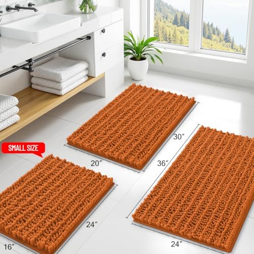 Smiry Bathroom Rugs 24X16, Extra Soft Rubber Backing Chenille Bath Mats