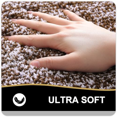 OLANLY Bathroom Runner Rugs 47x24, Long Bath Mats for Bathroom Floor, Brown