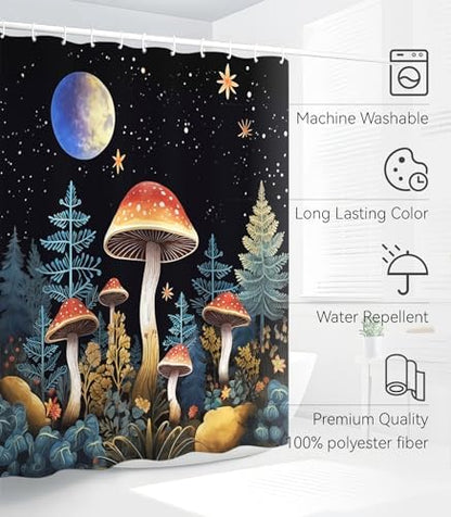 Bathroom Shower Curtain Cute Cortinas para Baño 72 x 72, Mushroom