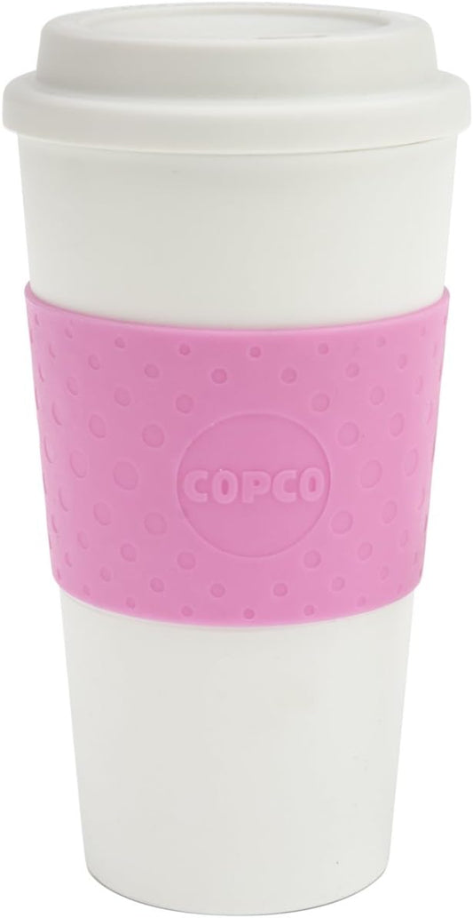 Copco Acadia 16 oz Travel Mug - Insulated Reusable Coffee Tumbler with Double-Walled Plastic, Leak-Proof Lid, BPA-Free - Portable Mug for Hot & Cold Drinks, Cup Holder Friendly (Bubble Gum)