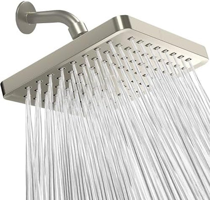 SparkPod Rain Shower Head, 8 Inch Square, Elegant Brushed Nickel Finish