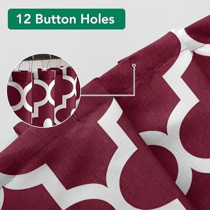 Fabric Modern Moroccan Shower Curtains for Bathroom-Burgundy & White