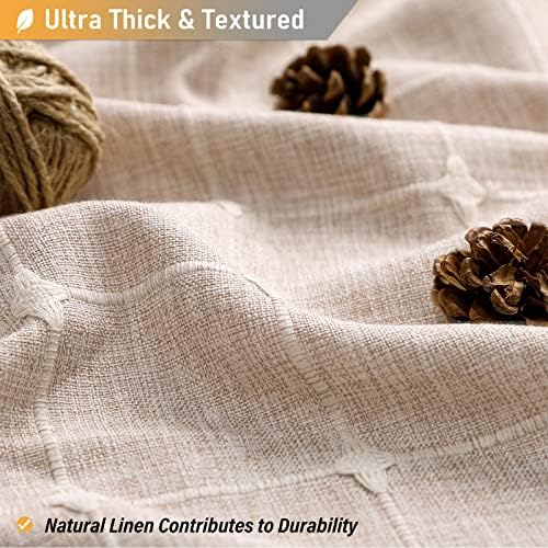 BTTN 72x78 Boho Farmhouse Linen Heavy Duty Shower Curtain Set, Tan/Taupe