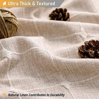 BTTN 72x78 Boho Farmhouse Linen Heavy Duty Shower Curtain Set, Tan/Taupe