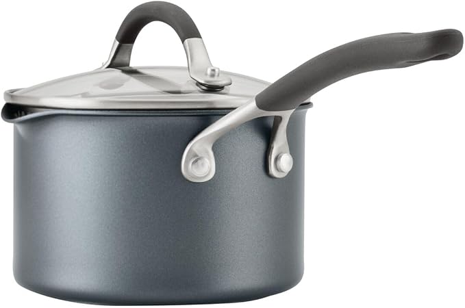 Circulon A1 Series w/ScratchDefense Nonstick Induction Straining 2qt SaucePan with Lid, Induction Cookware, 2-Quart Sauce Pan with Lid, Graphite