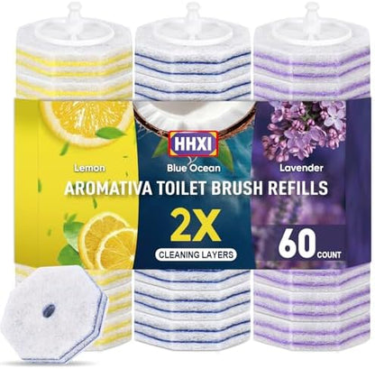 60Ct Aromative Toilet Brush Refills, Toilet Bowl Cleaner Refills, 3 Scents